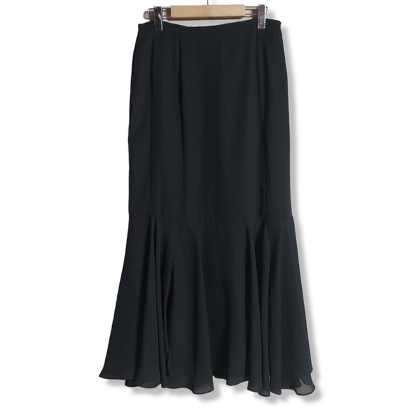 𝅺VINTAGE Elegant Black Layered Ruffle Maxi Skirt - Picture 1 of 6